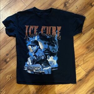 Men's Black Graphic Tee with Ice Cube Design